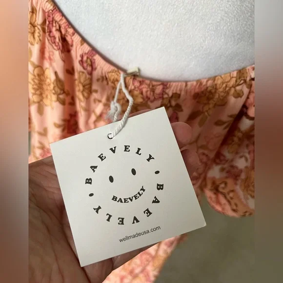 NWT Baevely Peach and Pink Floral Mini Dress Sizes 1X and 2X - Picture 8 of 10